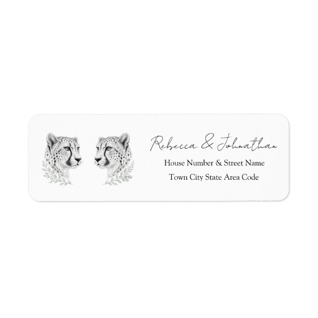 Cheetah Return Address | Elegant Wildlife Style Label (Front)