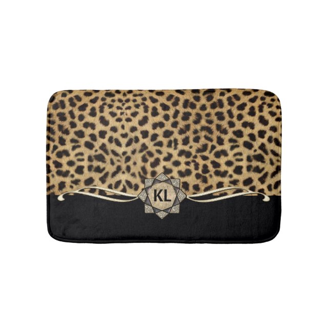 Cheetah Rosette Monogram CRMX Bath Mat (Front)