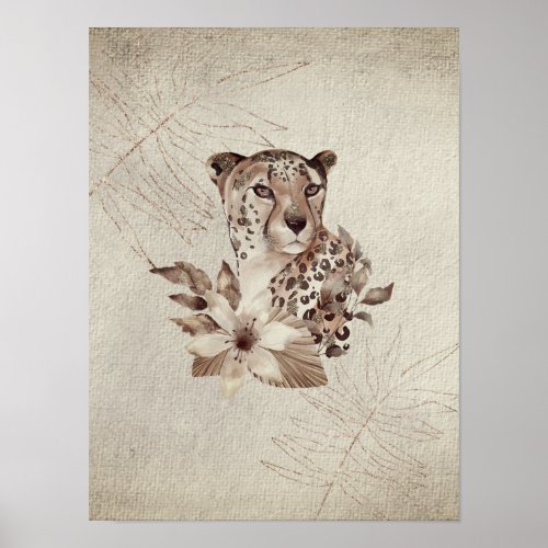 Cheetah Safari Textured Poster