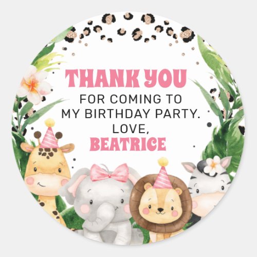 Cheetah Safari Two Wild Birthday Thank You  Classic Round Sticker