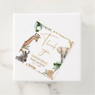 Cheetah Safari Wild One Baby Shower Thank You Favor Tags