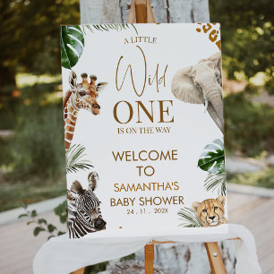 Cheetah Safari Wild One Baby Shower Welcome Sign