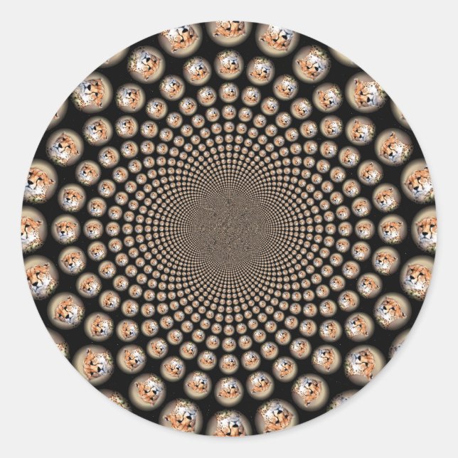 Cheetah Spin Spectacle – Feline Frenzy: Colorful  Classic Round Sticker (Front)