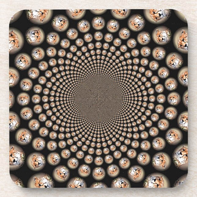 Cheetah Spin Spectacle – Feline Frenzy: Colorful  Drink Coaster (Front)