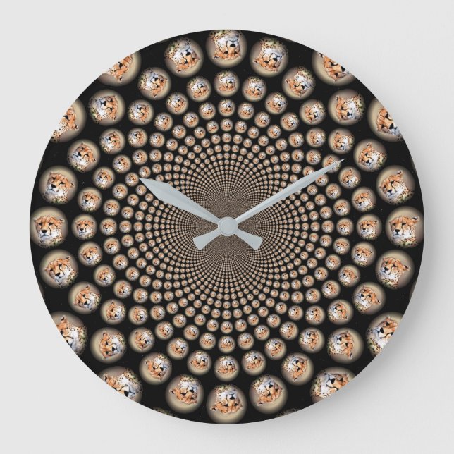 Cheetah Spin Spectacle – Feline Frenzy: Colorful  Large Clock (Front)