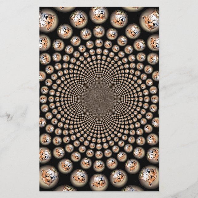 Cheetah Spin Spectacle – Feline Frenzy: Colorful  Stationery (Front)