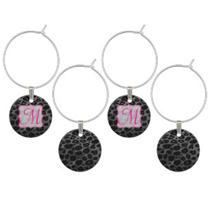 Cheetah Spot Animal Monogram Initial Wine Charm