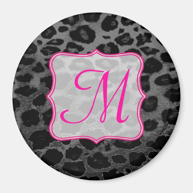 Cheetah Spot Animal Print Monogram Initial Magnet (Front)