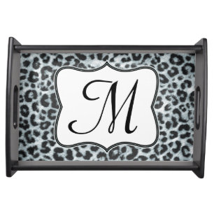 Cheetah Spot Animal Print Monogram Serving Tray