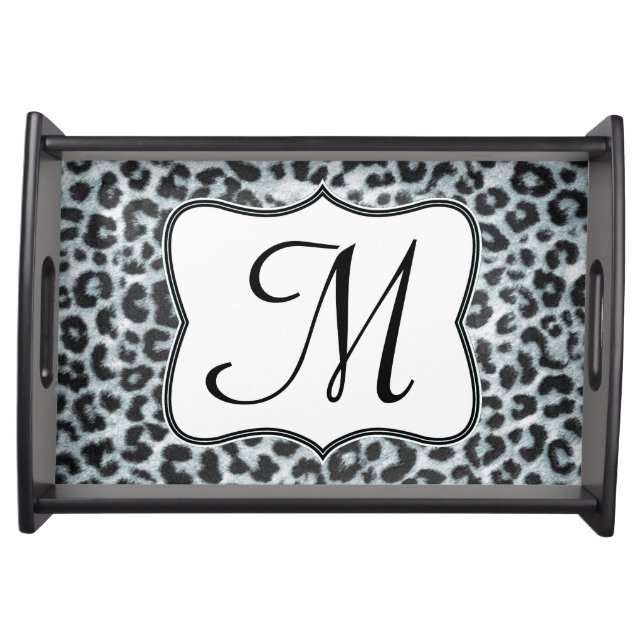 Cheetah Spot Animal Print Monogram Serving Tray (Front)