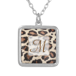 Cheetah Spot Animal Print Wild Monogram Necklace