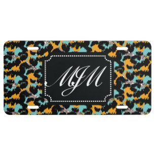 Cheetah Spots Animal Print Script Monogrammed License Plate