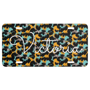 Cheetah Spots Animal Print Script Name License Plate