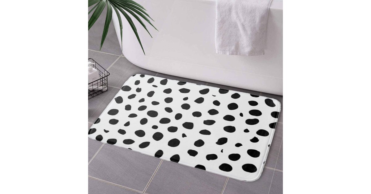 Cheetah Spots Black White Bath Mat | Zazzle
