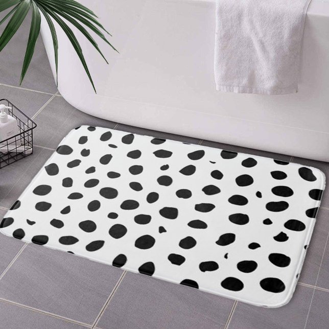 Cheetah Spots Black White  Bath Mat (Cheetah Spots Black White Bath Mat by Looly Elzayat)