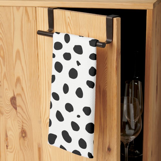 Cheetah Spots Black White  Kitchen Towel (Thirds Fold)