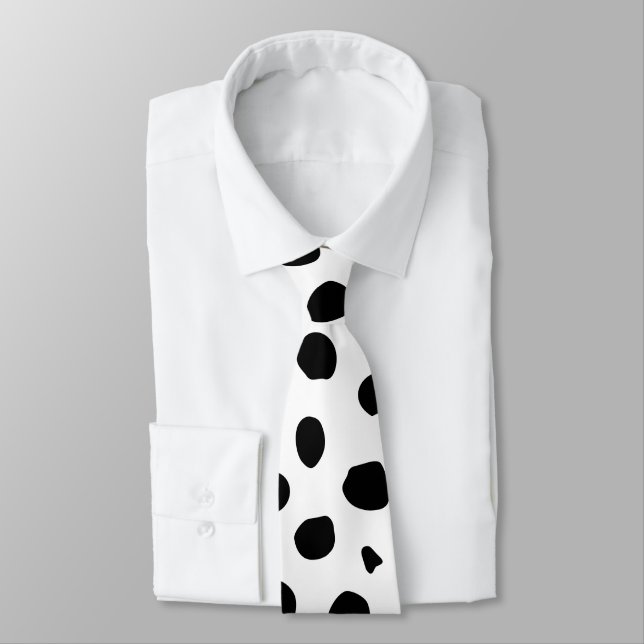 Cheetah Spots Black White  Neck Tie (Tied)