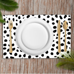 Cheetah Spots Black White Placemat
