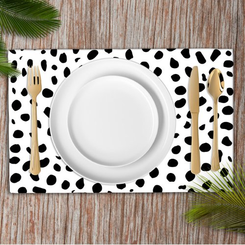 Cheetah Spots Black White  Placemat