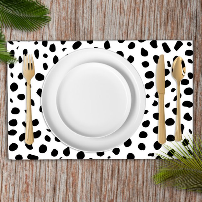 Cheetah Spots Black White  Placemat (Creator Uploaded)