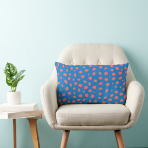 Cheetah spots Coral Blue Lumbar Pillow