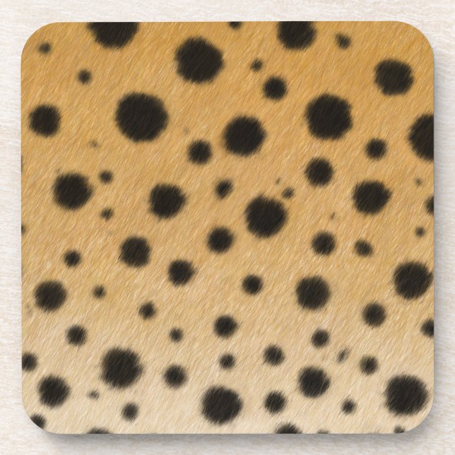 Cheetah Spots Exotic Fur Realistic Animal Print Beverage Coaster (Front)