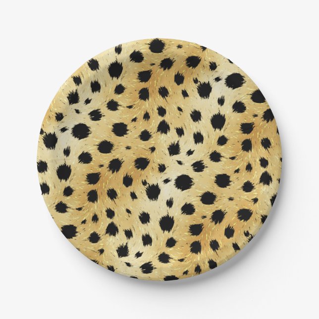 Cheetah Spots Fur Pattern Paper Plates (Front)