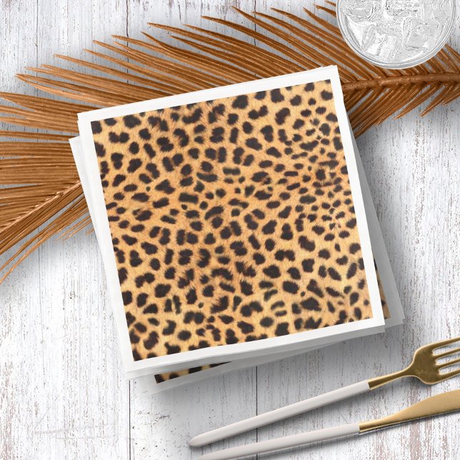 Cheetah Spots Pattern Gold Black ID1155 Paper Dinner Napkins (Creator Uploaded)