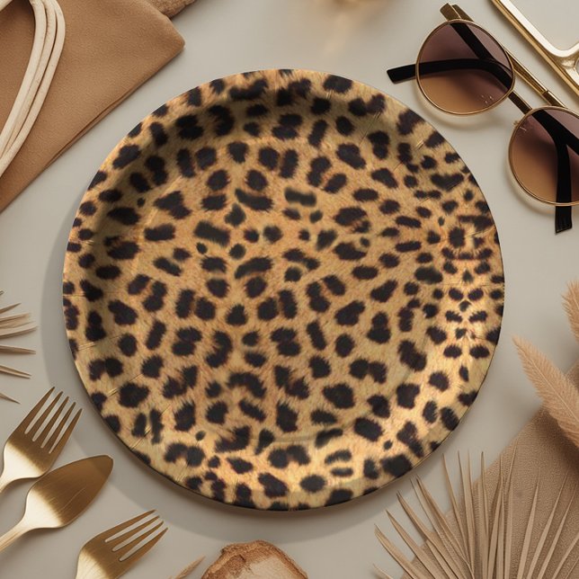 Cheetah Spots Pattern Gold Black ID1155 Paper Plates (Creator Uploaded)