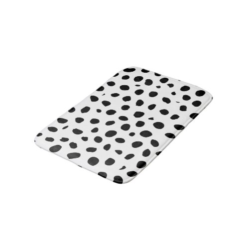 Cheetah Spots Print Black And White Bath Mat