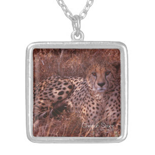 Cheetah Stare Silver Plated Necklace
