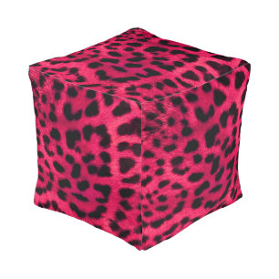 Cheetah/Sturdy Spun Polyester Cube Pouf