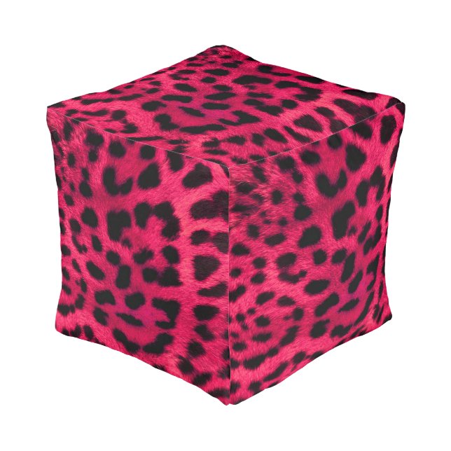 Cheetah/Sturdy Spun Polyester Cube Pouf (Angled Front)