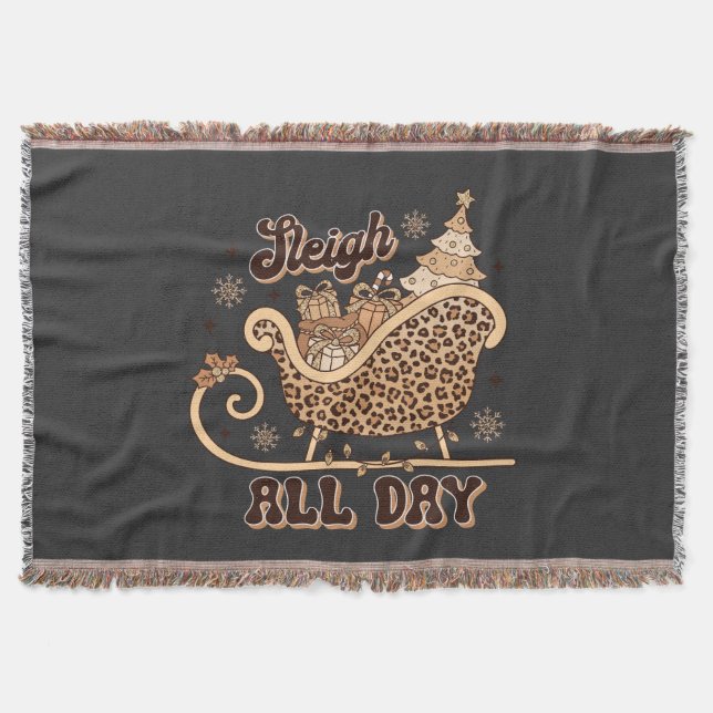 Cheetah Styled Christmas Throw Blanket (Front)