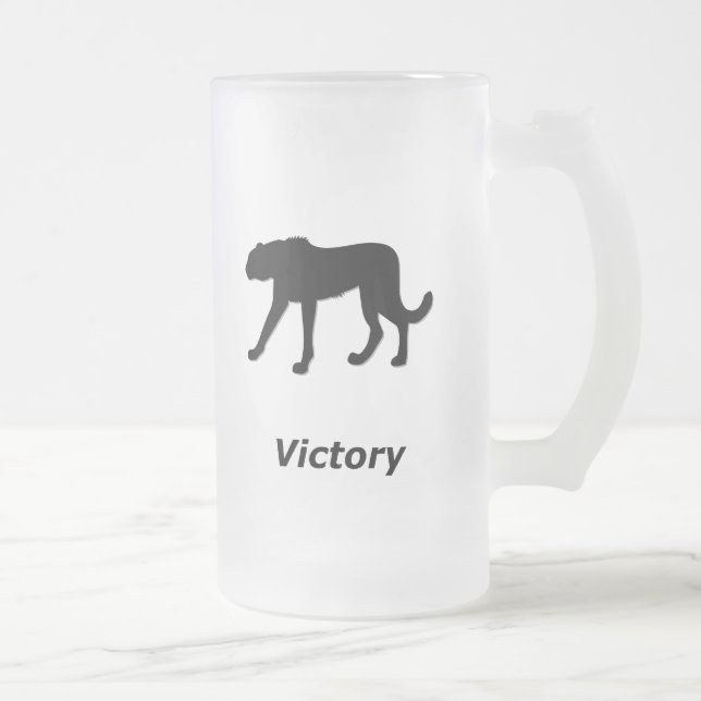 Cheetah Victory Frosted Glass Beer Mug (Right)
