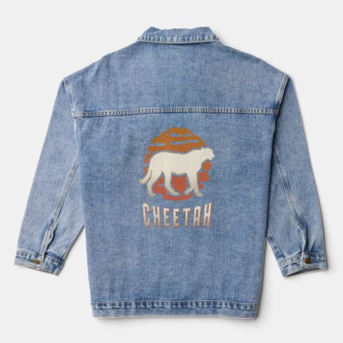 Cheetah Vintage Retro Classic Animal Sunset  Denim Jacket