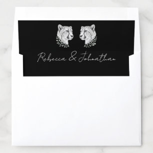 Cheetah Wedding Stationery Elegant Black Theme Envelope Liner