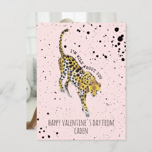 Cheetah Wild About You Classroom Valentine Photo Postcard