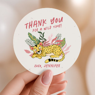 Cheetah Wild One Jungle Party Animals Safari Favor Classic Round Sticker