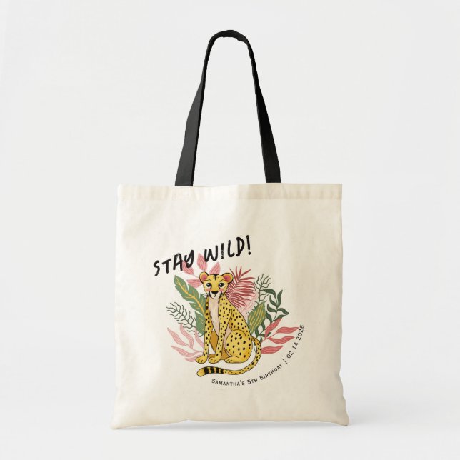 Cheetah Wild Party Animal Birthday Party Favors Tote Bag (Front)
