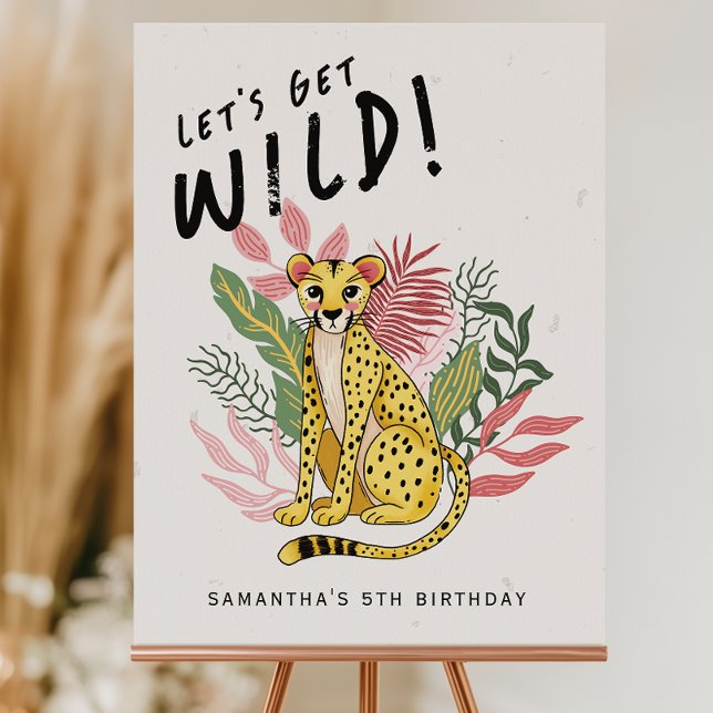 Cheetah Wild Party Animals Kids Birthday Welcome Foam Board (Creator Uploaded)