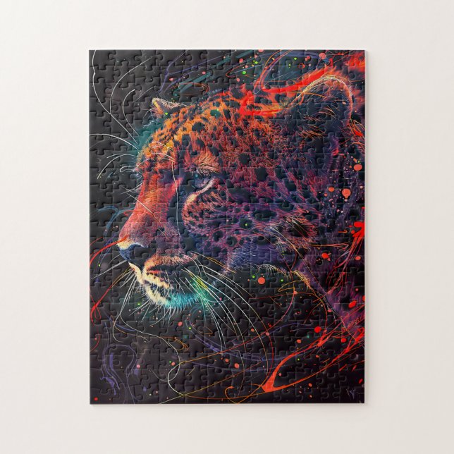 Cheetah with Reddish Light Trails Jigsaw Puzzle (Vertical)