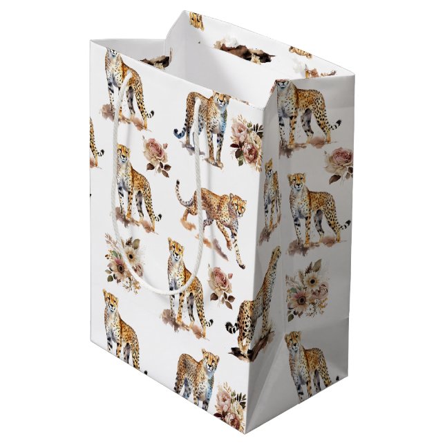 Cheetahs Floral Medium Gift Bag (Back Angled)
