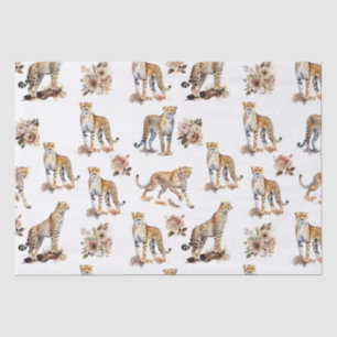 Cheetahs Floral Tissue Paper