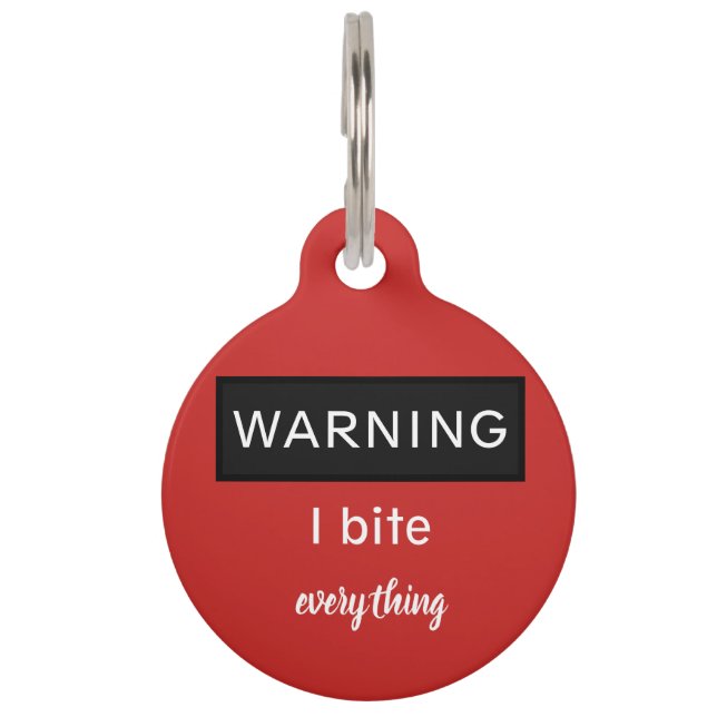 Cheeto DaCuteCat I bite everything pet tag (Front)