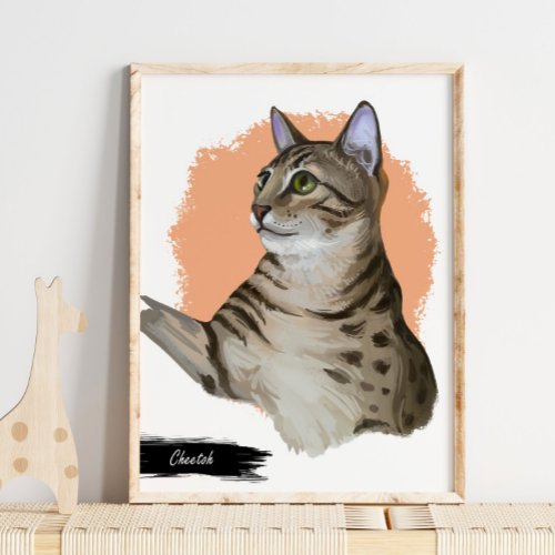 Cheetoh Cat Print  Cat Wall Print