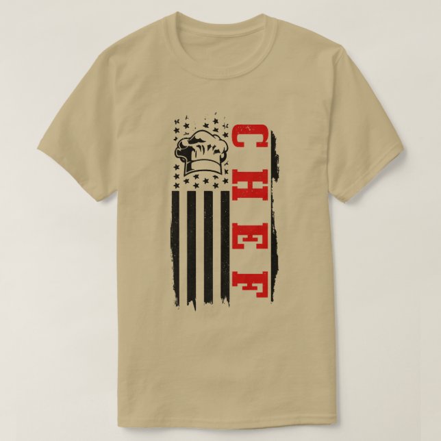 chef american flag patriotic cook cooking bbq gril T-Shirt (Design Front)