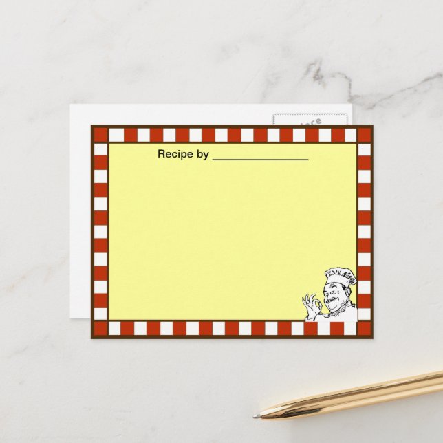 Chef Approved Blank Recipe Postcard (Front/Back In Situ)