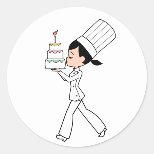 Chef Art with Birthday Round Sticker