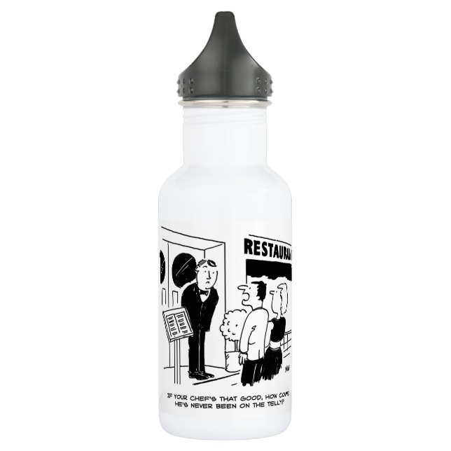 Chef at Restaurant Not Been on Television Cartoon  Stainless Steel Water Bottle (Left)